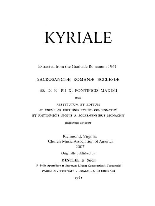 Portada del libro «Kyriale, 1961»