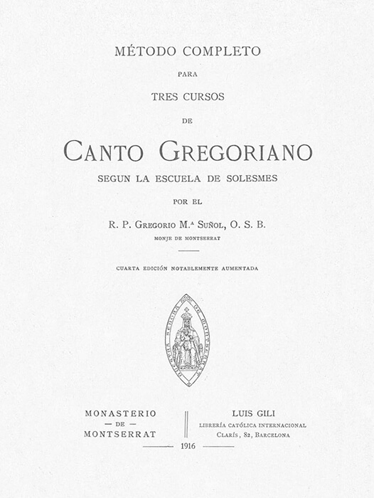 Portada del libro «Método Completo de Canto Gregoriano, 1916»