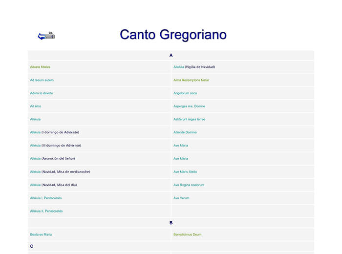 Pantallazo de la web «El Atril: Canto Gregoriano»