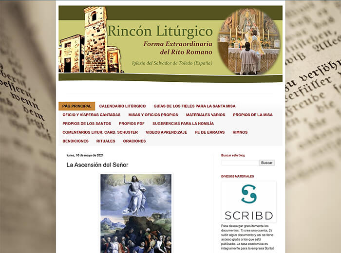 Pantallazo de la web «Rincón Litúrgico»