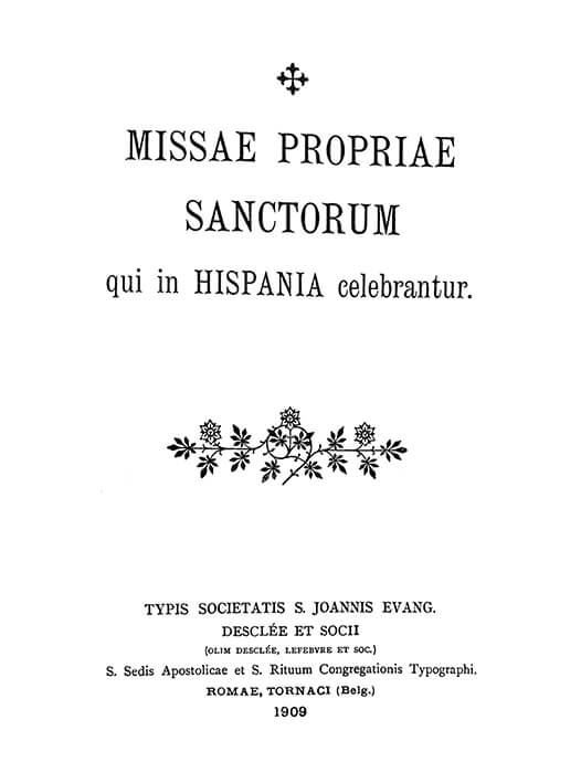 Portada del libro «Missae Propriae Sanctorum qui in Hispania celebrantur, 1909»