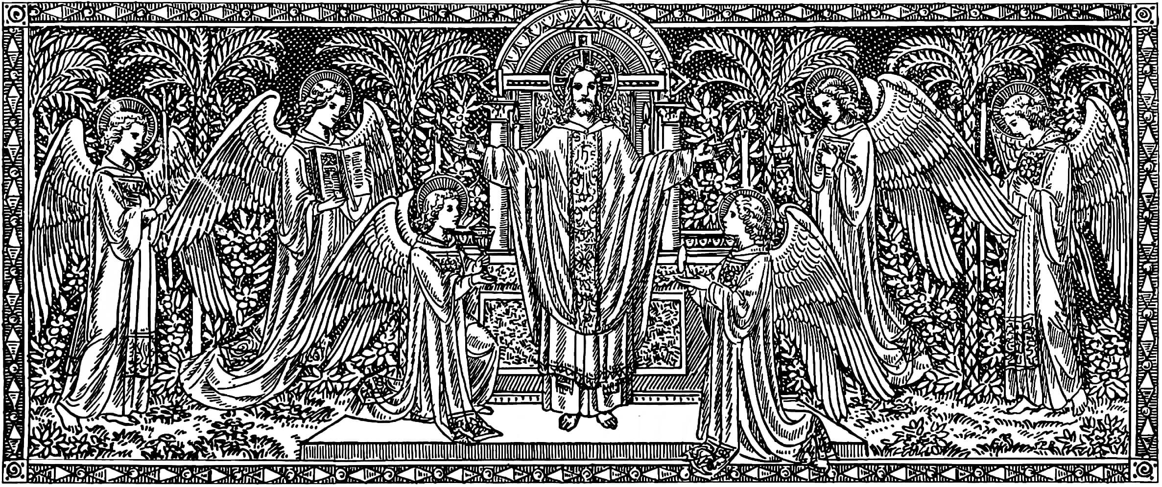 Jesucristo Sumo y Eterno Sacerdote rodeado de ángeles